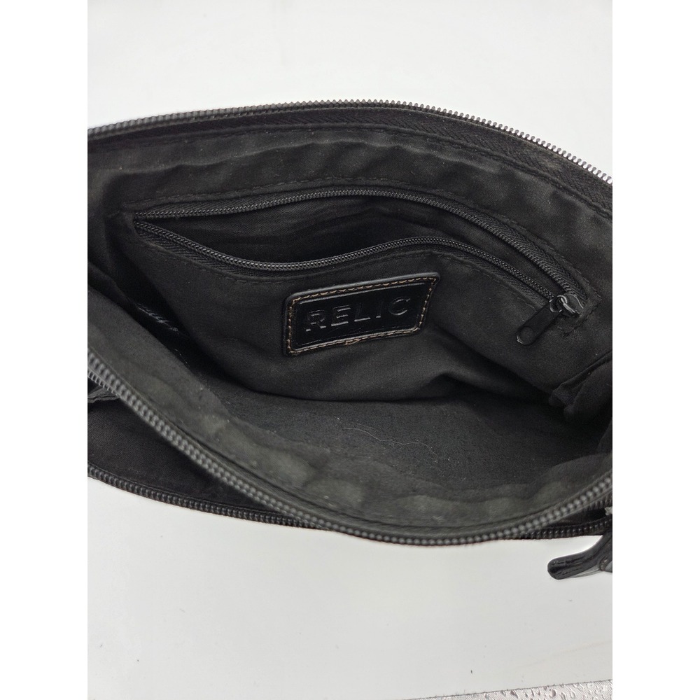 Relic by Fossil Black Faux Leather Multi Zip Pouch Bag Organizer - Picture 4 of 9